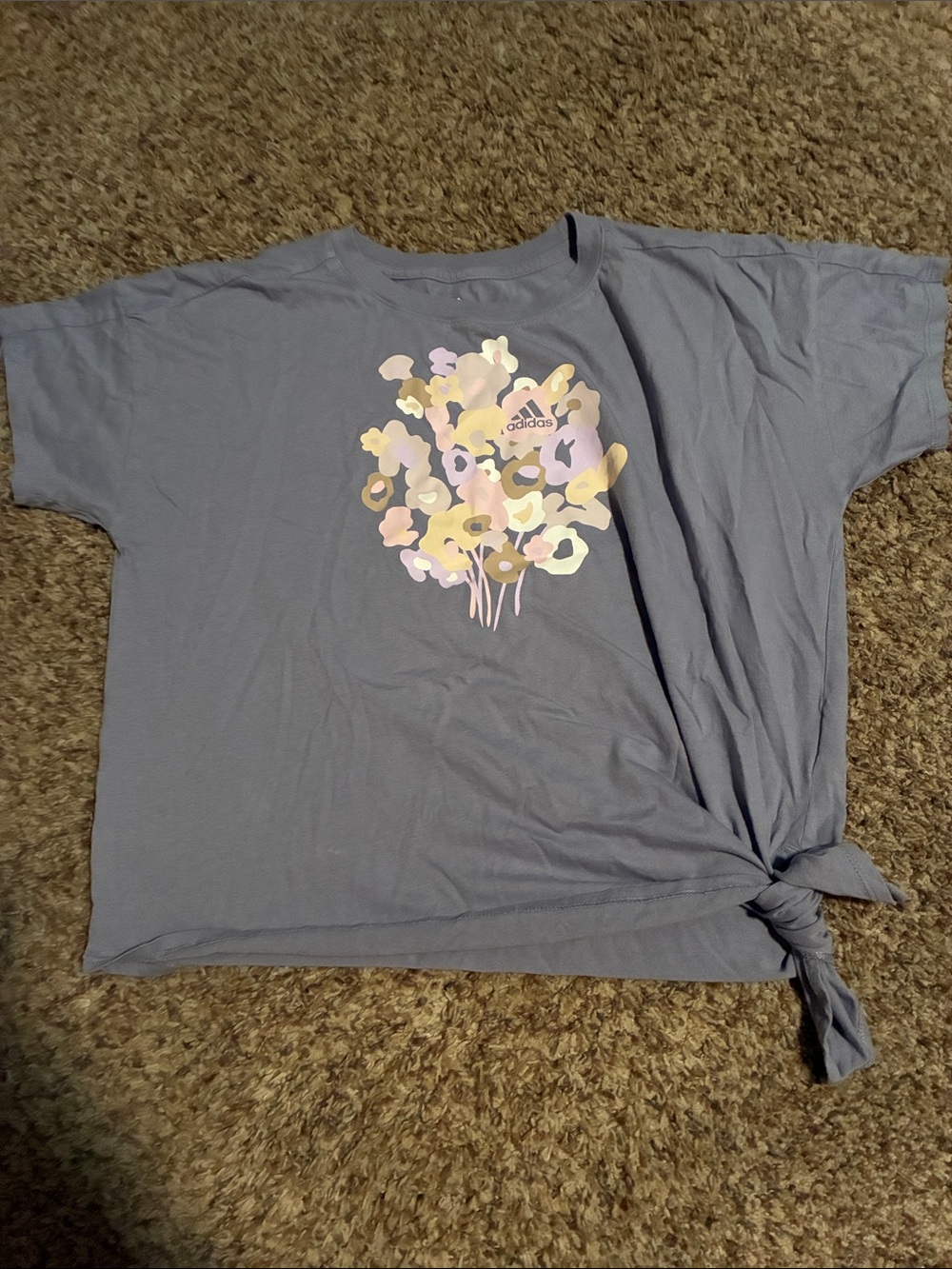 adidas Pastel Lavender Floral Logo Side-Knot Tee